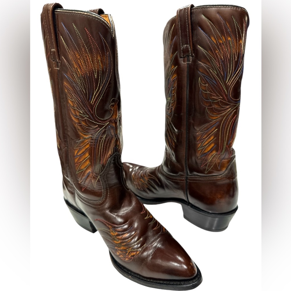 100% Leather Men's Brown Distressed Western Boot W/ Round Toe